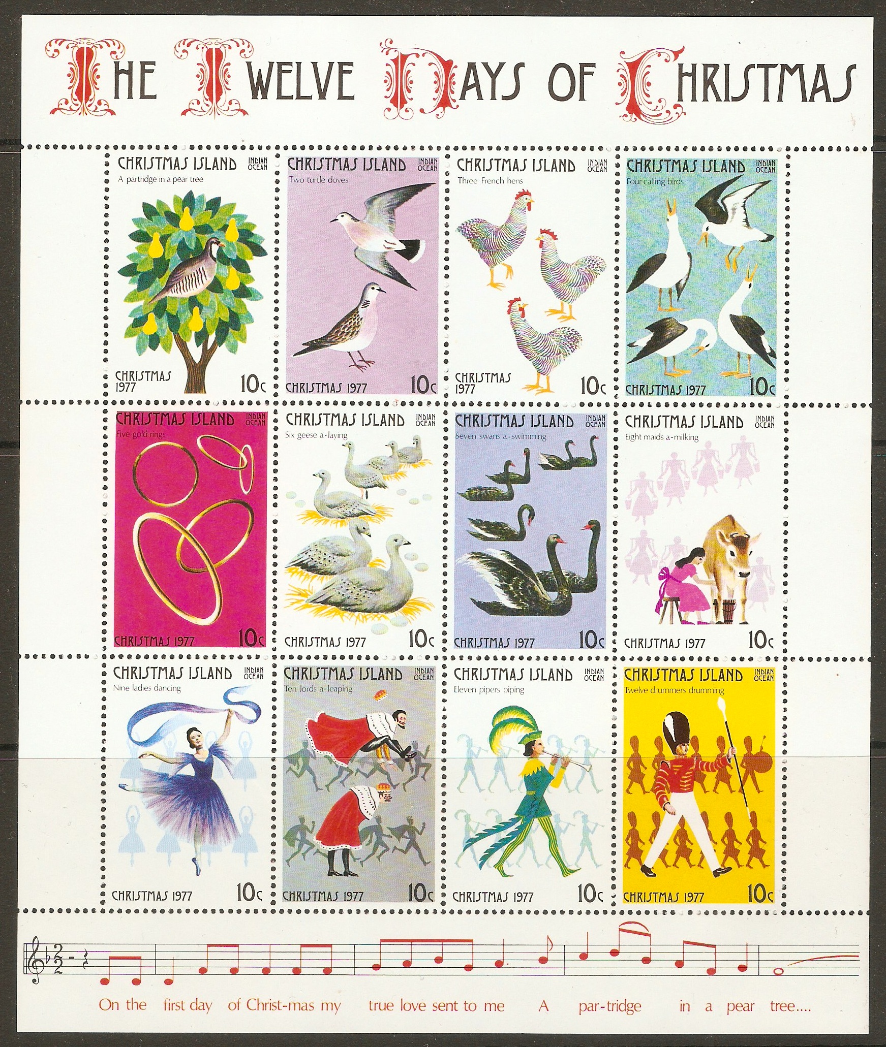 Christmas Island 1977 Christmas Stamps Set. SG84A-SG95A.
